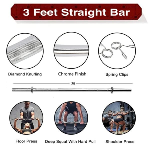 BULLAR Home Gym Set, 8kg to 20kg with 3 Straight Curl Rod and 2 Dumbbell Rods, Gym Combo, and Home Workout Equipments with PVC Weights Plates (10kg set) - Image 4