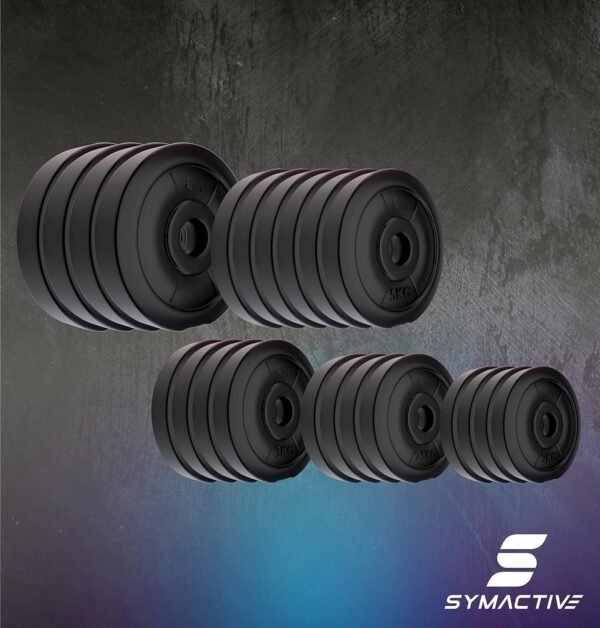 Amazon Brand - Symactive PVC 100 Kg Home Gym Set with One 5 Ft Plain + One 3 Ft Curl Rod and One Pair Dumbbell Rods, Multicolour - Image 4