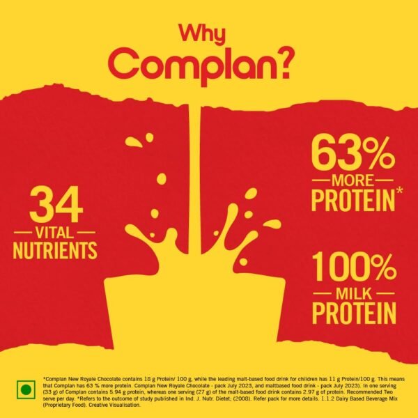 Complan Nutrition Drink Powder for Children, Royale Chocolate Flavour, 500 g Jar | Nutrition drink for kids with protein & 34 vital nutrients - Image 8