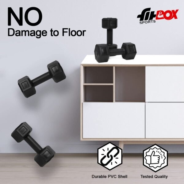 FitBox Sports 4kg Exlusive Octa PVC Fixed Dumbbells (2kg x 2) Black - Image 4