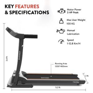 Fitkit by Cult FT98 Steel (3HP Peak, Manual Incline) MaxWeight: 100kg Treadmill for Home Gym Fitness with 1 Year Warranty