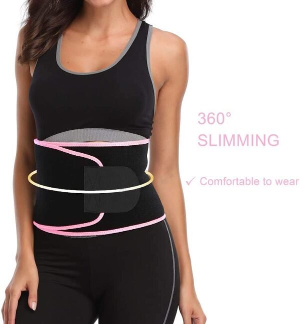 Surat Dream Men's and Women's Waist Trimmer Slimming Neoprene Ab Belt Trainer for Faster Weight Loss Fat Burner Wrap after delivery Tummy Control/Exercise Body Slim Look Belt (PINK) - Image 3
