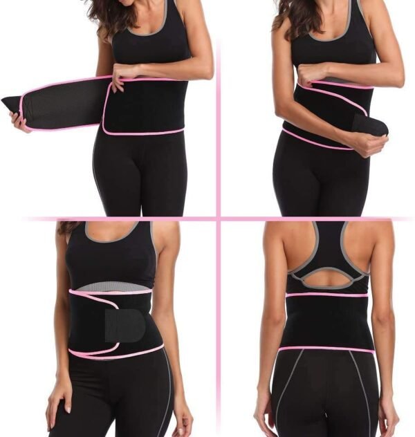 Surat Dream Men's and Women's Waist Trimmer Slimming Neoprene Ab Belt Trainer for Faster Weight Loss Fat Burner Wrap after delivery Tummy Control/Exercise Body Slim Look Belt (PINK) - Image 4