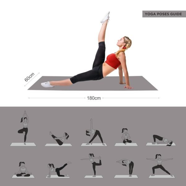 Nivia Anti Skid Yoga Mat For Men & Women, Exercise Mat for home workout, Yoga Mat for Women, Gym Exercise Mat (180x60x0.4CM) Grey - Image 5