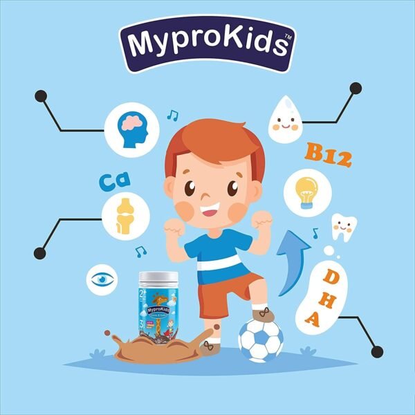 Mypro Sport Nutrition Protein Drink Powder Mypro Kids Grow And Gain (3 Benefits Active+ Strong+Smart For Kids) Drink Supplement Powder for Growing Children- 400 Gm - Image 2