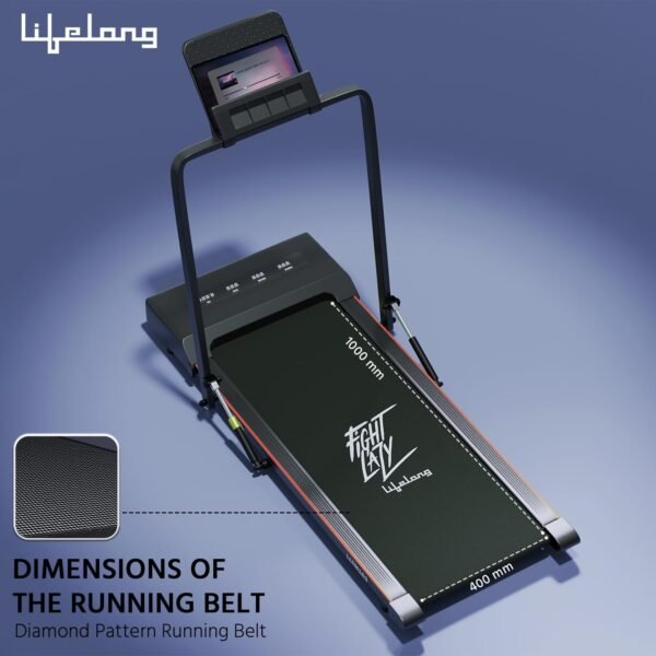 Lifelong Walking Pad Treadmill for Home 2.5Hp Peak Dc Motor- Foldable Under Desk Treadmill-Walking Machine at 8Km/Hr Speed with Led Display-Cardio Equipment for Home Gym 110Kg Capacity(Lltm163),Black - Image 4