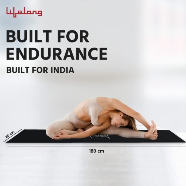 Lifelong Yoga mat for Women & Men EVA Material 4mm Black Anti Slip for Gym Workout - Image 7