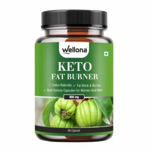 Wellona Keto Fat Burner 60 Capsules 800MG, Weight Loss Supplement With Garcinia Cambogia, Green Coffee Beans Green Tea Extract Metabolism Booster, Fat Burner For Men & Women (Pack of 1)