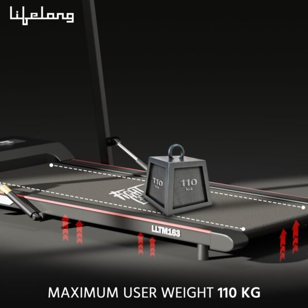 Lifelong Walking Pad Treadmill for Home 2.5Hp Peak Dc Motor- Foldable Under Desk Treadmill-Walking Machine at 8Km/Hr Speed with Led Display-Cardio Equipment for Home Gym 110Kg Capacity(Lltm163),Black - Image 5