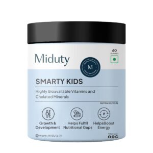 Miduty by Palak Notes Smarty Kids Multivitamin Multimineral, B Complex, Vitamin C, Vitamin A & Active Immunity For Picky Eaters No Fructose Corn Syrup No Preservatives – Natural Flavor – Pack of 60