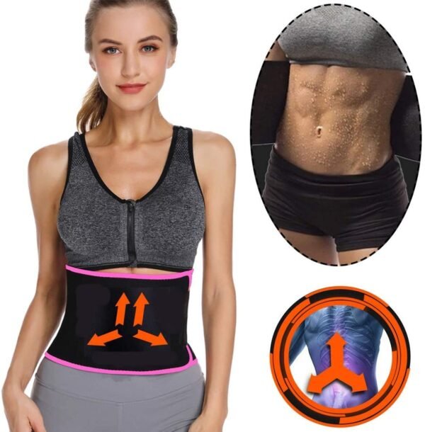 Surat Dream Men's and Women's Waist Trimmer Slimming Neoprene Ab Belt Trainer for Faster Weight Loss Fat Burner Wrap after delivery Tummy Control/Exercise Body Slim Look Belt (PINK) - Image 2