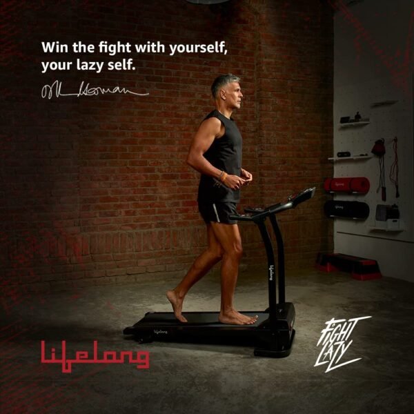 Lifelong LLTM207 Fit Pro 2 HP Peak Motorized Treadmill for Home with 12 Preset Workouts, 12Km/Hr Speed, Max User Weight 100Kg, LCD Display and Heart Rate Sensor(Free Installation Assistance) Black - Image 2