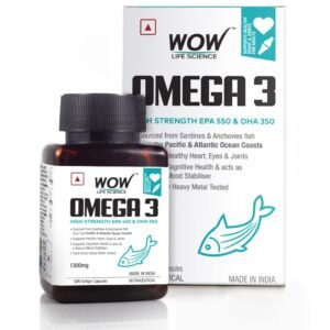 WOW Life Science Omega-3 Fish Oil 1300mg – 30 Capsules| For Men & Women | 3X Strength – 550 mg EPA & 350 mg DHA| For Muscle & Joint Support, Healthy Heart & Cognitive Support| No Fishy Burps