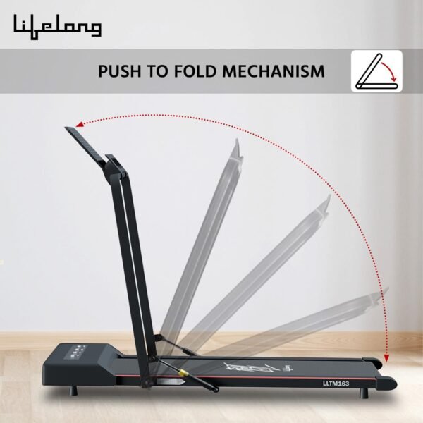 Lifelong Walking Pad Treadmill for Home 2.5Hp Peak Dc Motor- Foldable Under Desk Treadmill-Walking Machine at 8Km/Hr Speed with Led Display-Cardio Equipment for Home Gym 110Kg Capacity(Lltm163),Black - Image 2