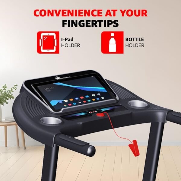 PowerMax Fitness TDM-97 (4HP Peak) Flat Motorised Treadmill for Home [Speed:10kmph, Max User Weight:100kg, Foldable,12 Workout Programs, MP3] Free (DIY) Installation Assistance - Image 6