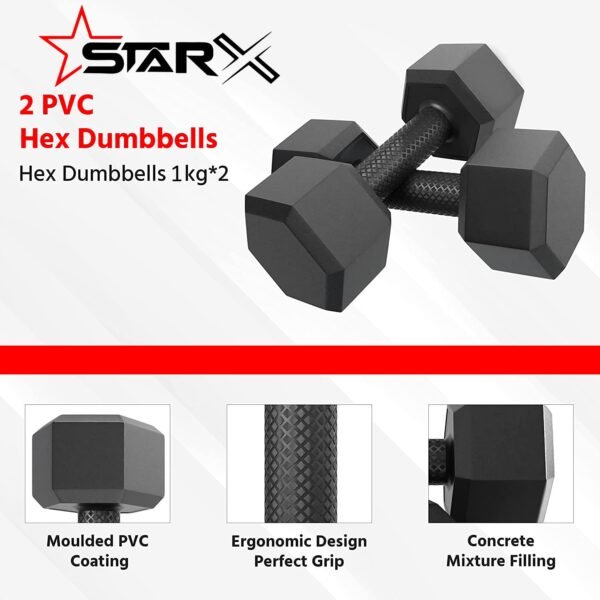 Star X Hexa PVC Dumbbell Set for Home Gym Workout, Dumbells for Fitness - Image 4