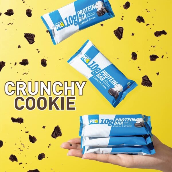 MuscleBlaze 10g Protein Bar (Cookies & Cream, Pack of 6) | Protein Blend, Healthy Protein Snacks | For Energy & Fitness - Image 6