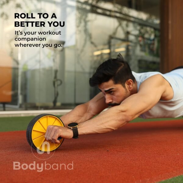 Bodyband Abs Roller for Men & Women Stomach Abs Roller Wheel for Home Workout, Gym Ab Roller for Men Abs Workout Equipment for Abdominal Ab Roller Home Exercise Equipment With Knee Mat -Yellow Black - Image 7