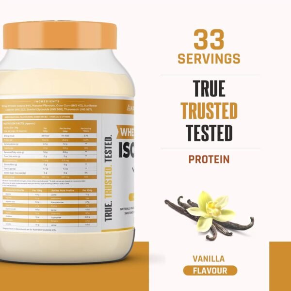 NATURALTEIN Natural Whey Protein Isolate Vanilla - 1 kg (Naturally flavored, Non-GMO, No Artificial Sweeteners) - Image 4