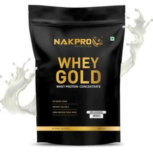 NAKPRO Gold Whey Protein Concentrate 80%, 1kg Unflavoured | 28g Protein, 6.2g BCAA | Trustified Certified 100% Authentic Supplement Powder & No Adulteration | Fast Absorbing Whey Protein Powder