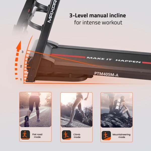 MAXPRO PTM405M 4.5HP Peak DC Motor Multifunction Foldable Treadmill with Massager, Free Diet Plan,Max.Speed 14km/hr, Fit Show App, Fitness Running Machine for home use with LED Display - Image 3