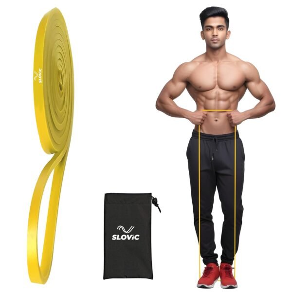 Slovic Yellow Resistance Bands for Workout for Men and Women (1 YEAR WARRANTY) Resistance Band Set & Exercise Band for Home Gym Fitness Pull Up Band & Toning Band| Natural & Unbreakable Rubber| 3-7 KG