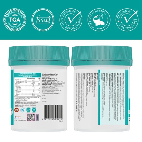 Swisse Fish Oil with 1500mg Omega 3 In One Capsule (Only One Capsule Per Serving) Manufactured In Australia, Highest Omega-3 Content In One Capsule - 60 Days Pack - Image 3