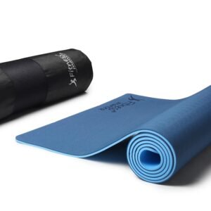 Fitness Mantra® TPE Dual Color Anti-Slip Yoga Mat with Cover Bag for Gym Workout and Yoga Exercise for Men & Women Fitness| 1 Piece| 6mm| 24″x72″| Dual Color| Premium|