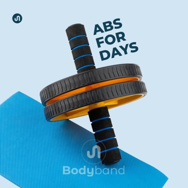 Bodyband Abs Roller for Men & Women Stomach Abs Roller Wheel for Home Workout, Gym Ab Roller for Men Abs Workout Equipment for Abdominal Ab Roller Home Exercise Equipment With Knee Mat -Yellow Black - Image 3