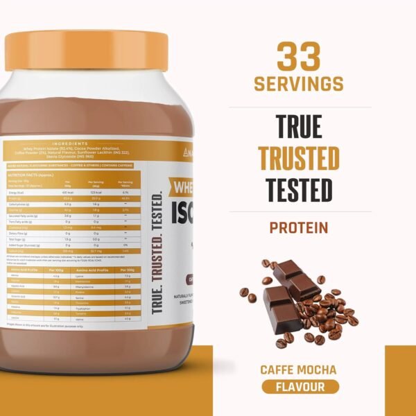 NATURALTEIN Natural Whey Protein Isolate Caffe Mocha - 1 kg (Naturally flavored, Non GMO, No Artificial Sweeteners).… - Image 4