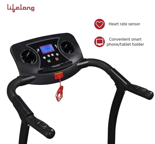 Lifelong LLTM207 Fit Pro 2 HP Peak Motorized Treadmill for Home with 12 Preset Workouts, 12Km/Hr Speed, Max User Weight 100Kg, LCD Display and Heart Rate Sensor(Free Installation Assistance) Black - Image 3