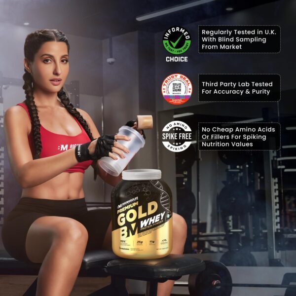 Bigmuscles Nutrition Premium Gold Whey [1Kg] | Informed Choice UK Certified | Isolate Whey Protein Blend | 25g Protein | 11g EAA | ProHydrolase Enzyme Technology [Malai Kulfi] - Image 3