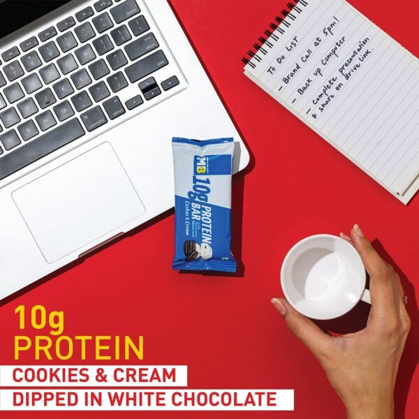 MuscleBlaze 10g Protein Bar (Cookies & Cream, Pack of 6) | Protein Blend, Healthy Protein Snacks | For Energy & Fitness - Image 3