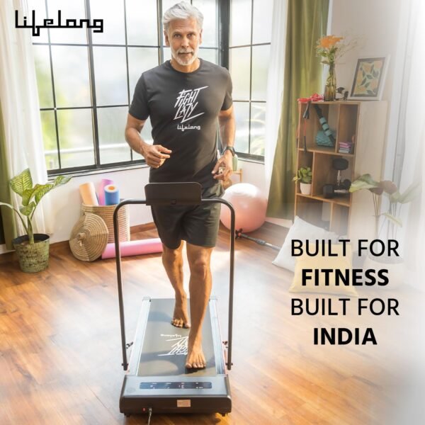 Lifelong Walking Pad Treadmill for Home 2.5Hp Peak Dc Motor- Foldable Under Desk Treadmill-Walking Machine at 8Km/Hr Speed with Led Display-Cardio Equipment for Home Gym 110Kg Capacity(Lltm163),Black - Image 8