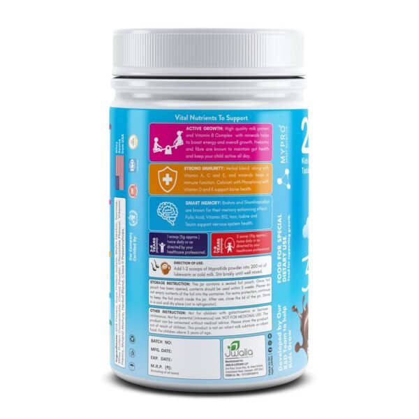 Mypro Sport Nutrition Protein Drink Powder Mypro Kids Grow And Gain (3 Benefits Active+ Strong+Smart For Kids) Drink Supplement Powder for Growing Children- 400 Gm - Image 3
