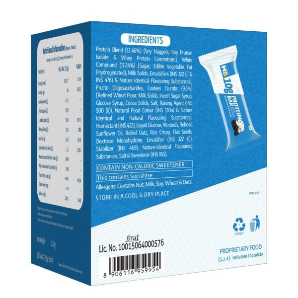 MuscleBlaze 10g Protein Bar (Cookies & Cream, Pack of 6) | Protein Blend, Healthy Protein Snacks | For Energy & Fitness - Image 7