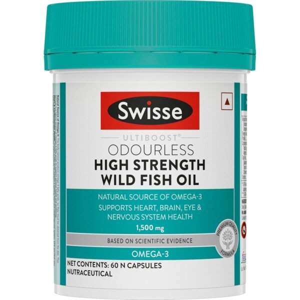 Swisse Fish Oil with 1500mg Omega 3 In One Capsule (Only One Capsule Per Serving) Manufactured In Australia, Highest Omega-3 Content In One Capsule - 60 Days Pack