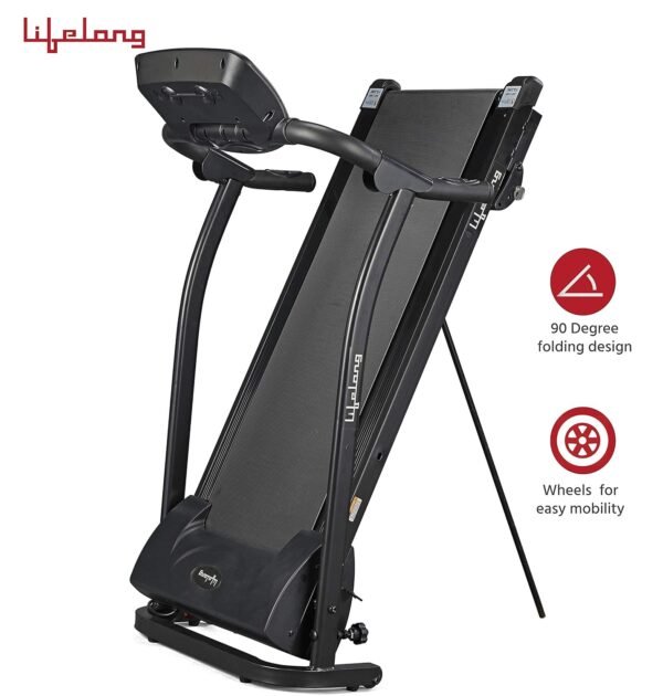Lifelong LLTM207 Fit Pro 2 HP Peak Motorized Treadmill for Home with 12 Preset Workouts, 12Km/Hr Speed, Max User Weight 100Kg, LCD Display and Heart Rate Sensor(Free Installation Assistance) Black - Image 6