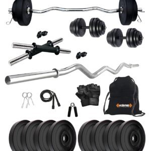 Kore K-Pvc 20Kg Combo 3 Leather Home Gym And Fitness Kit, Grey