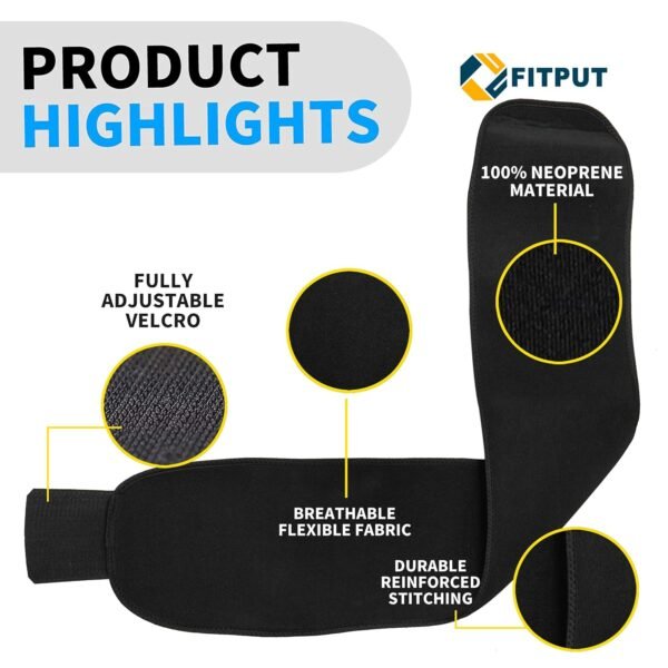 FITPUT Sweat Belt for Men Made of Neoprene with Pocket, Stomach Belt for Men and Women Non-Tearable, Sauna Belt for Weight Loss Exercise Fitness Waist Trainer, Sweat Slim Belt for Men (Black) - Image 3