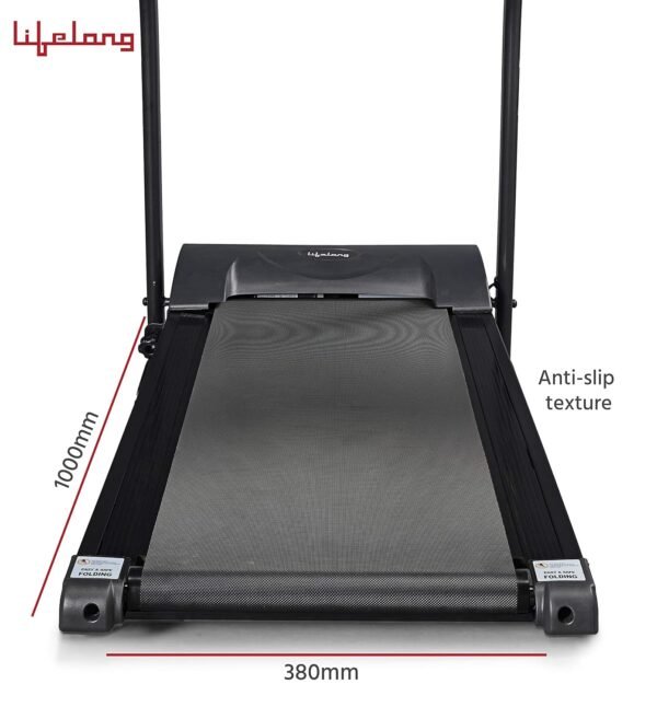 Lifelong LLTM207 Fit Pro 2 HP Peak Motorized Treadmill for Home with 12 Preset Workouts, 12Km/Hr Speed, Max User Weight 100Kg, LCD Display and Heart Rate Sensor(Free Installation Assistance) Black - Image 5