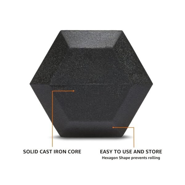 Amazon Basics Rubber Encased Hex Dumbbell Weight Set of 2, 2 X 10 Kg, 20 Kgs - Image 7