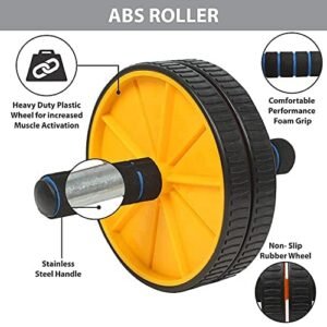 Perfect Fitness Abs Roller for Men & Women Stomach Abs Roller Wheel for Home Workout, Gym Ab Roller for Men Abs Workout Equipment for Abdominal Ab Roller Home Exercise Equipment (Black)