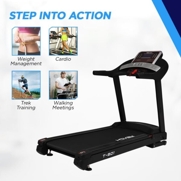 Reach T-901 7 HP Peak DC Motor Premium Treadmill | Automatic Incline with Powerful Motor | Home Exercise & Running Machine | LCD display with 24 Preset Programs | 24 km/hr Max User Weight 130 Kgs - Image 5