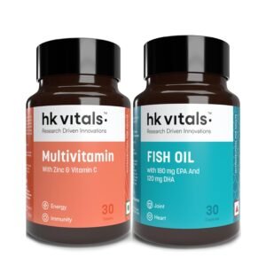 HealthKart hk vitals Fish Oil and Multivitamin (30 Tablets Each) Combo Pack | 1000mg Omega 3 with 180mg EPA & 120mg DHA | Enhances Energy, Immunity & Joints Health