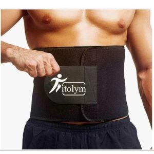 Fitolym Hot Shaper Sweat Slim Belt Fat Burning Sauna Waist Trainer – Promotes Healthy Sweat, Weight Loss & Tummy Trimming Exercise, Lower Back Posture(Free Size)(Men & Women) Black