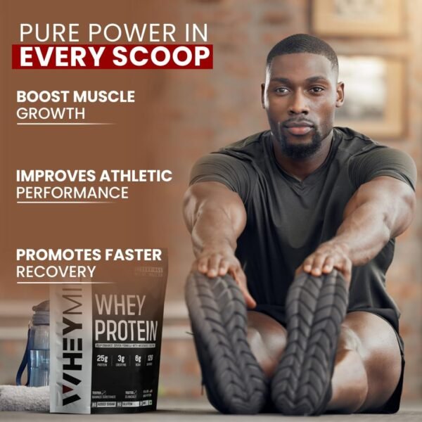 WHEYMILL 100% Whey Protein | 25g Protein, 3g Creatine, 6g BCAA | Easy Mixing, Low Carbs Whey Protein Supplement Powder for Men, Women & Athletes (1 Kg/2.2lb | 28 Servings | Chocolate) - Image 4