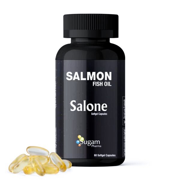 Sugam Pharma (Omega 3 1500mg) Salone Salmon Omega 3 Fish Oil Capsules: Triple Strength- Omega 3 1500mg with EPA 540mg and DHA 360mg - Vital for Heart, Brain, Skin and Joint Health.