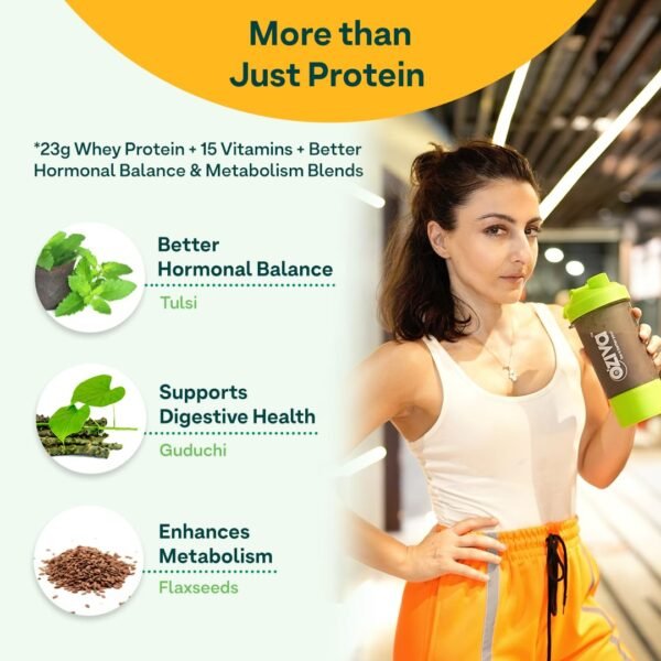 OZiva Protein & Herbs for Women (Mango) to Reduce Body Fat, Manage Weight & Metabolism | Protein Powder for Women with 23g Whey Protein, No Added Sugar, Certified Clean 1lbs - Image 3