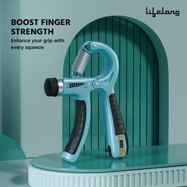 Lifelong Adjustable Hand Grip Strengthener|Hand Gripper with Counter for Men & Women for Gym Workout|Hand Exercise Equipment to Use in Home for Forearm Exercise (5-60kg) - Green & Black, LLFAHGC01 - Image 2